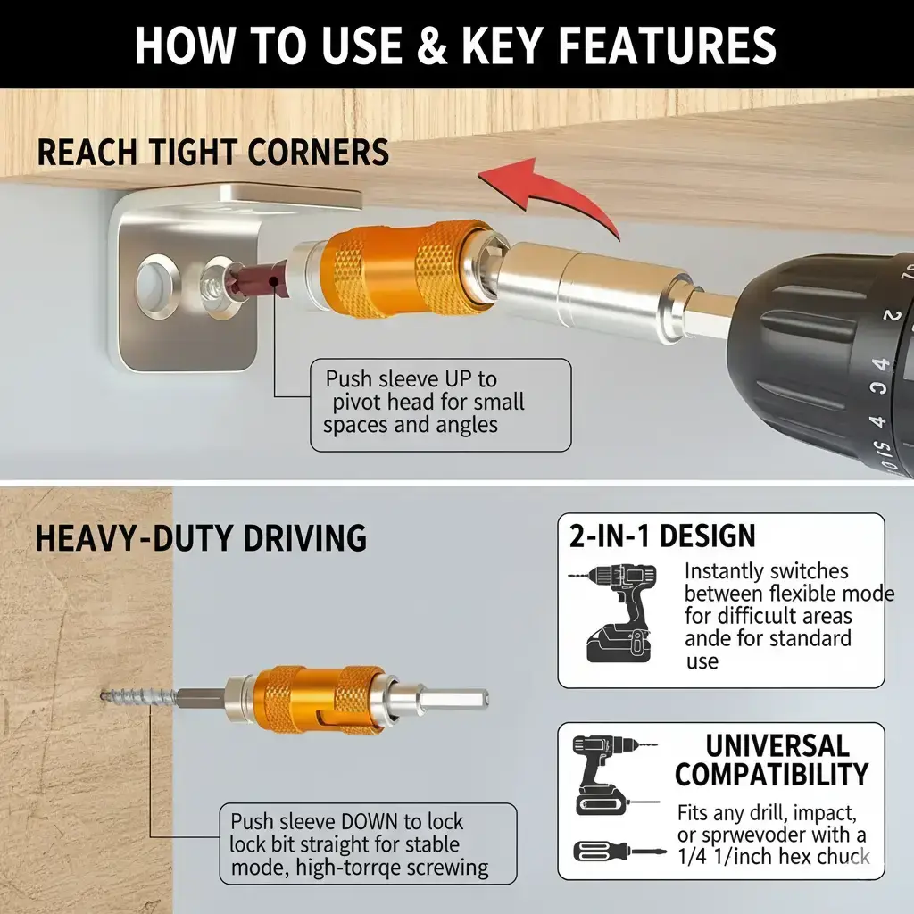 Key Benefits of Hex Drill Bit Holder MAGNETIC sWIVELING