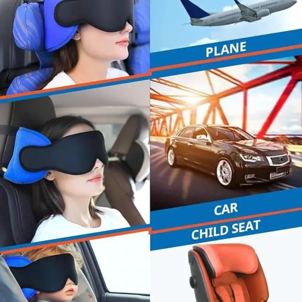 Memory Foam Travel Pillow with 3D Eye Mask