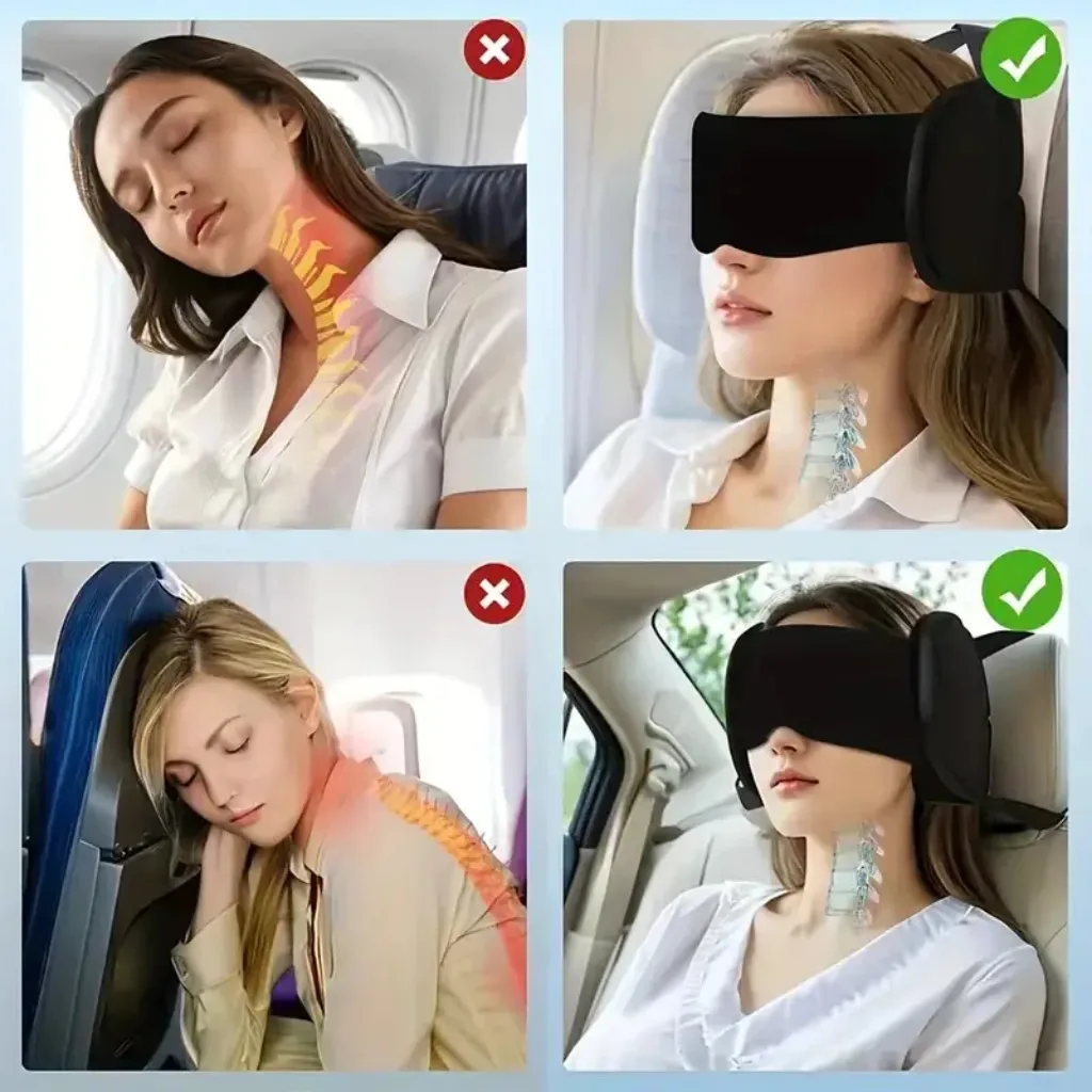 Memory Foam Travel Pillow with 3D Eye Mask