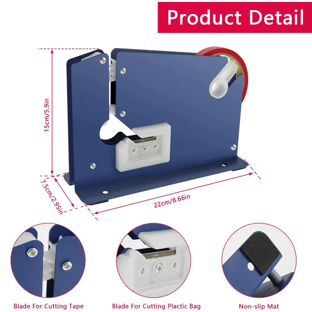 Manual Bag Sealer Taper Dispenser with Trimmer Cutter