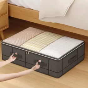 Foldable Under Bed Clothes Storage Bag Gray Color