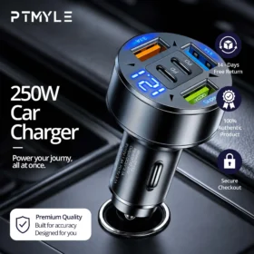 Car Charger Adapter 250W 5 Ports – Fast Charging Car Mobile Charger USB C KSA