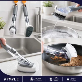 Dish Cleaning Brush 24cm – 2-in-1 Kitchen Dish Brush with Soap Dispenser KSA