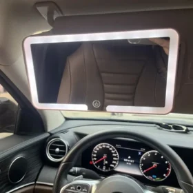 LED HD Car Mirror with tri-color lighting – Smart makeup mirror for car KSA