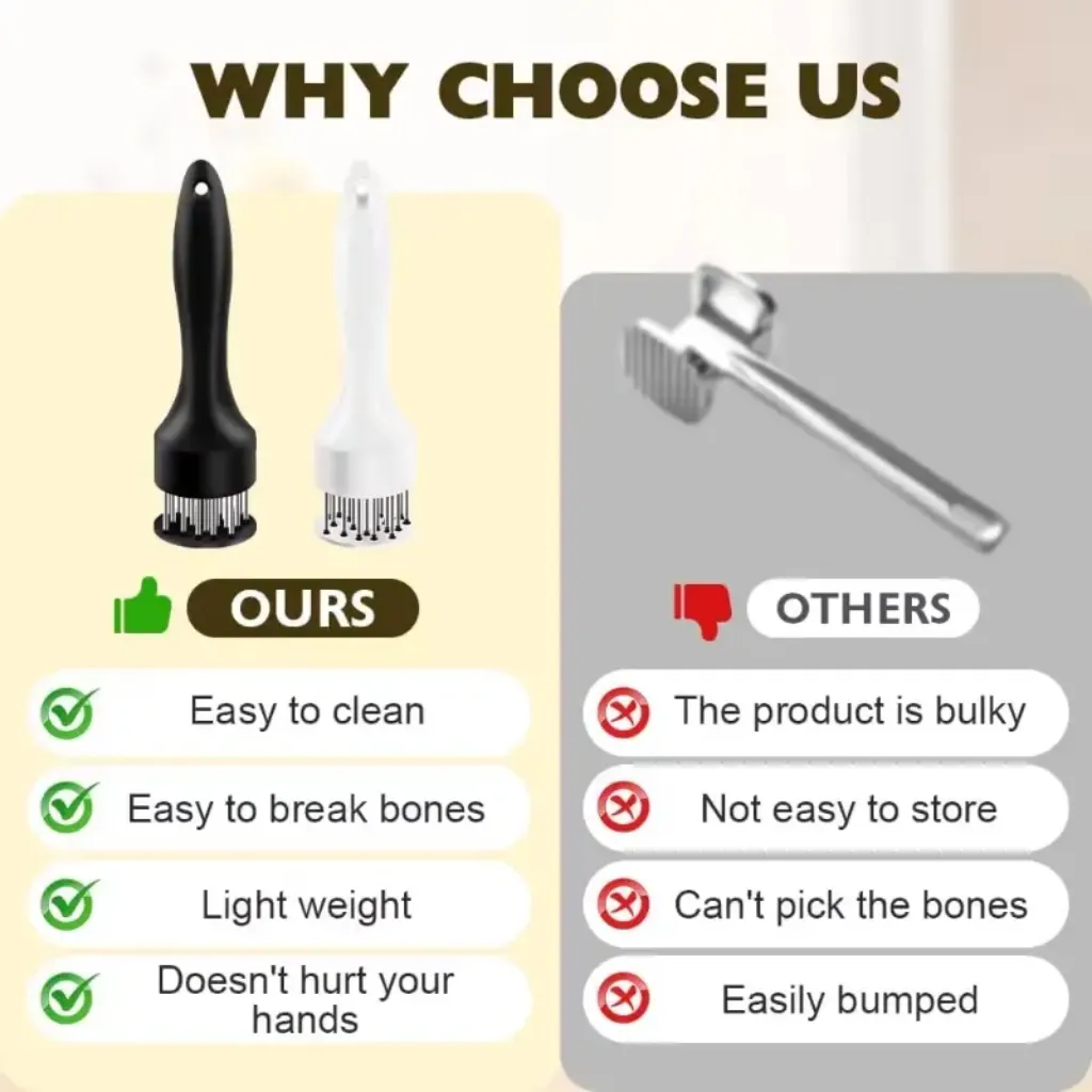 Close-up of stainless steel needle head on meat tenderizer hammer – KSA