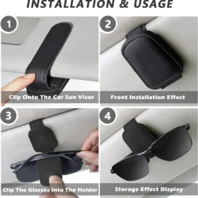 Car glasses holder open showing soft inner lining – sunglass holder for car KSA