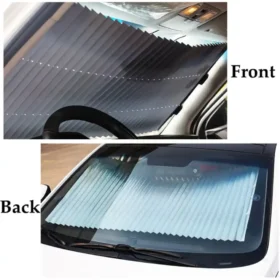 Auto-retractable car sun visor in compact stored position – car windshield sunshade KSA