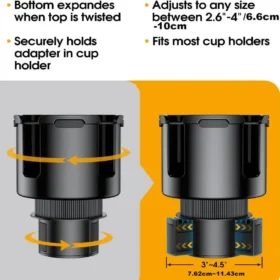 Image 2 (In Car) Car cup holder expander installed in center console – car phone holder KSA