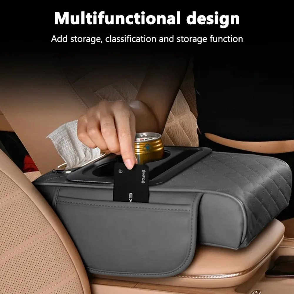 Dual car cup holders on armrest console extender โ car armrest box KSA
