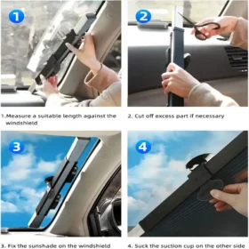 Retractable sun visor deployed on car front windshield – car sun protector KSA