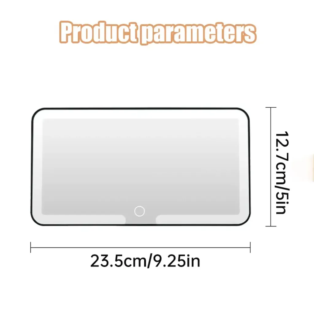 LED car mirror makeup mirror 23cm by 12cm with light KSA