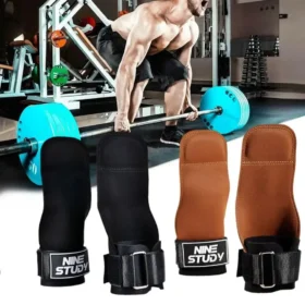 Gym hand gloves being used for pull-ups – Gym fitness gloves with grip belt system KSA
