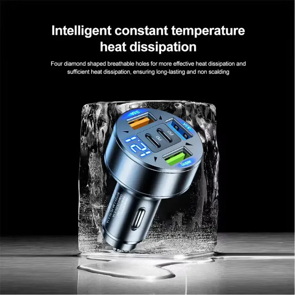 Car mobile charger charging iPhone Samsung and earbuds simultaneously – KSA