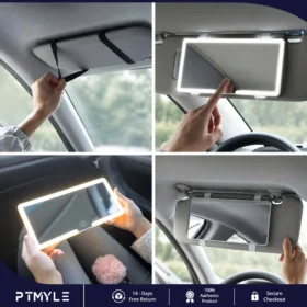 LED HD Car Mirror with tri-color lighting – Smart makeup mirror for car KSA