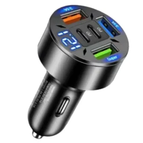black car charger adapter 250W 5 ports 5cm fast charging USB C car mobile charger KSA