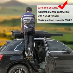 Foldable car door step hooked onto door latch – car roof access step KSA