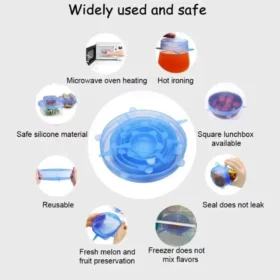 Package contents – 6 pcs silicone lid covers set by PTMYLE KSA kitchen tools