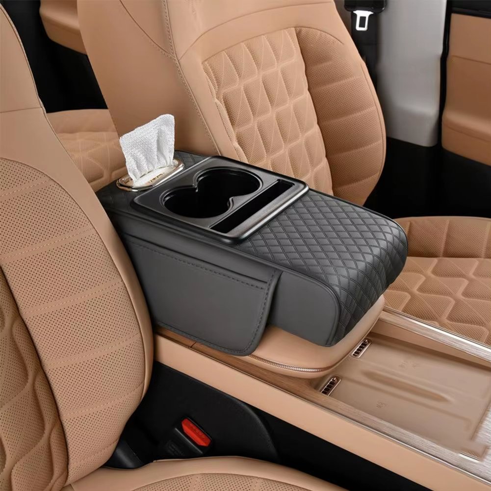 Car armrest box in black, grey, orange and black-red colors โ PTMYLE KSA