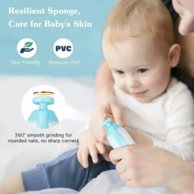 Electric baby nail clippers in use on newborn hand – nail care KSA PTMYLE