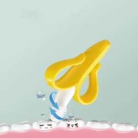 Baby using banana silicone toothbrush – kids toothbrush teether KSA