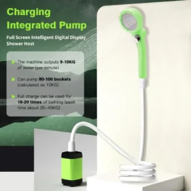 Portable shower digital temperature display camping shower pump battery indicator KSA