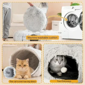 Cat bed tunnel play warm pet bed cat cave bed cozy hideaway KSA
