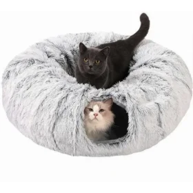 Cat tunnel bed 2-in-1 plush warm cat bed pet shelter hideaway KSA PTMYLE