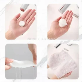 Disposable towels compressed coin size expands water activated travel towel KSA