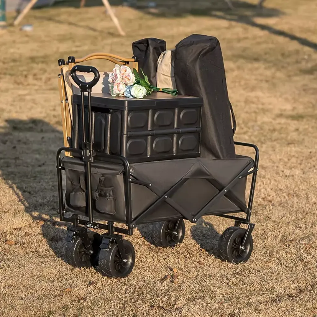 Trolley cart loaded camping equipment folding wagon cart utility cart outdoor KSA