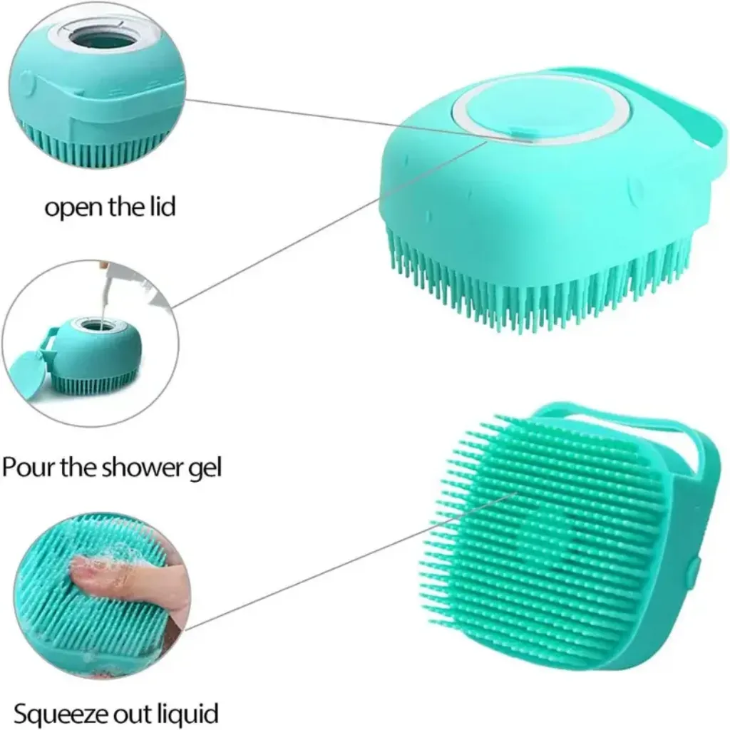 Soft silicone bristles pet bathing brush cat grooming brush pet products KSA PTMYLE