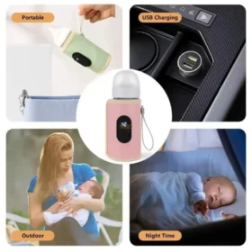 Portable bottle warmer green pink – USB baby feeding accessories KSA PTMYLE