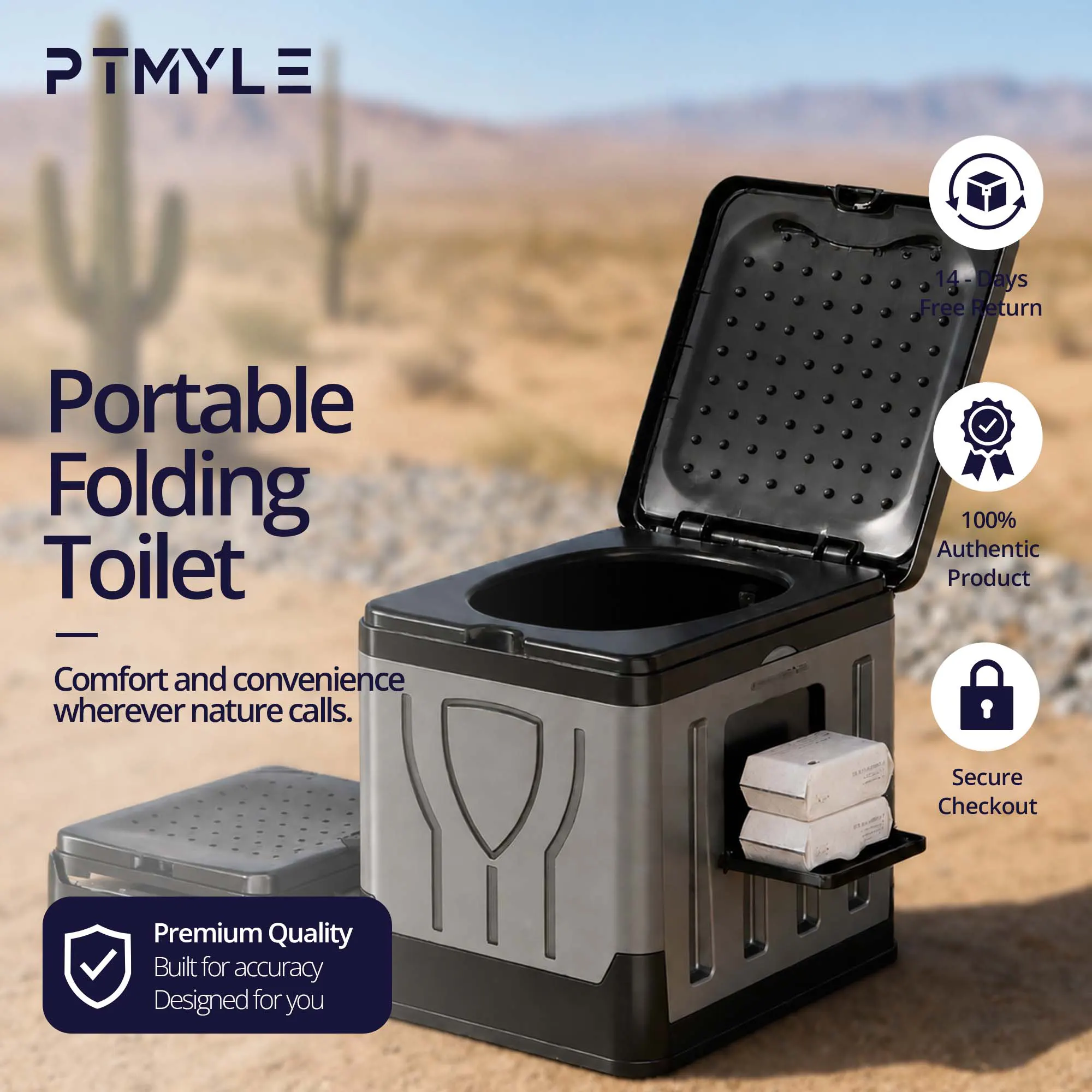 Portable camping toilet foldable portable toilet toilet accessories camping bathroom KSA PTMYLE