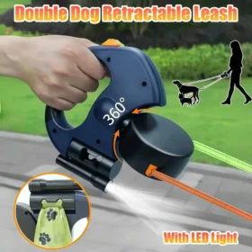 Retractable dog leash 2-in-1 dual dog leash LED flashlight pet products KSA PTMYLE