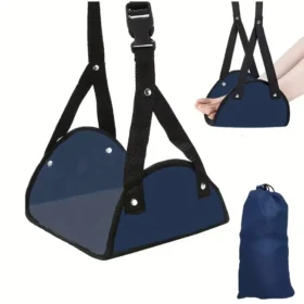 Airplane footrest in black dark blue grey – portable hammock adjustable footrest ksa PTMYLE