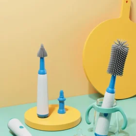 Baby bottle cleaner brush set 5 attachments – milk bottle brush nipple straw KSA PTMYLE