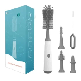 Baby bottle cleaner brush blue green grey – electric milk bottle brush KSA PTMYLE