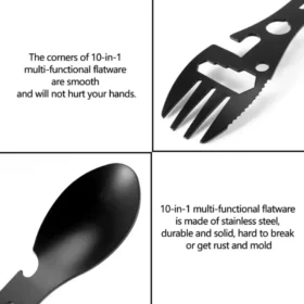 Camping fork spoon clipped carabiner backpack – outdoor spoon fork camping tools ksa PTMYLE