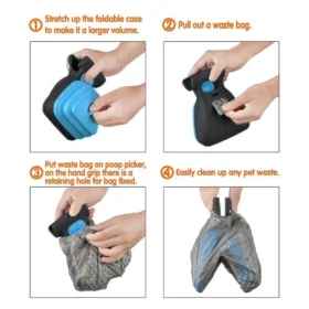 Foldable pooper scooper with leash clip – dog poop bag dispenser compact pet products ksa