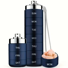 Pill box available in black blue pink mauve – portable pill case ksa