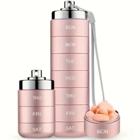 Pill box available in black blue pink mauve – portable pill case ksa