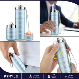Pill Box 7-Day Waterproof Aluminum Travel Medicine Organizer KSA – PTMYLE