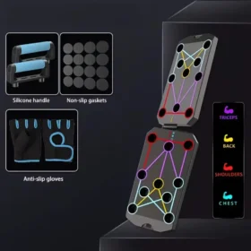 Color coded push up board showing blue red yellow green muscle zones – KSA