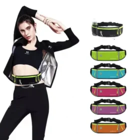 Running bag in use during run – waterproof waist fanny pack gym bag reflective ksa