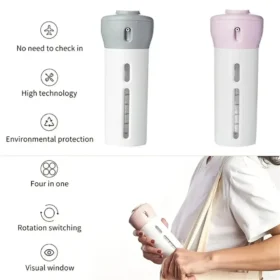 Travel liquid dispenser bottle 4-in-1 leakproof travel accessories KSA PTMYLE