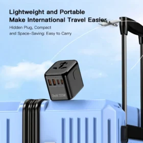 World travel adapter 4-in-1 EU UK USA AU plug – best travel adapter 150 countries ksa