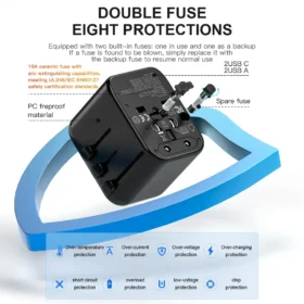 World travel adapter 4-in-1 EU UK USA AU plug – best travel adapter 150 countries ksa