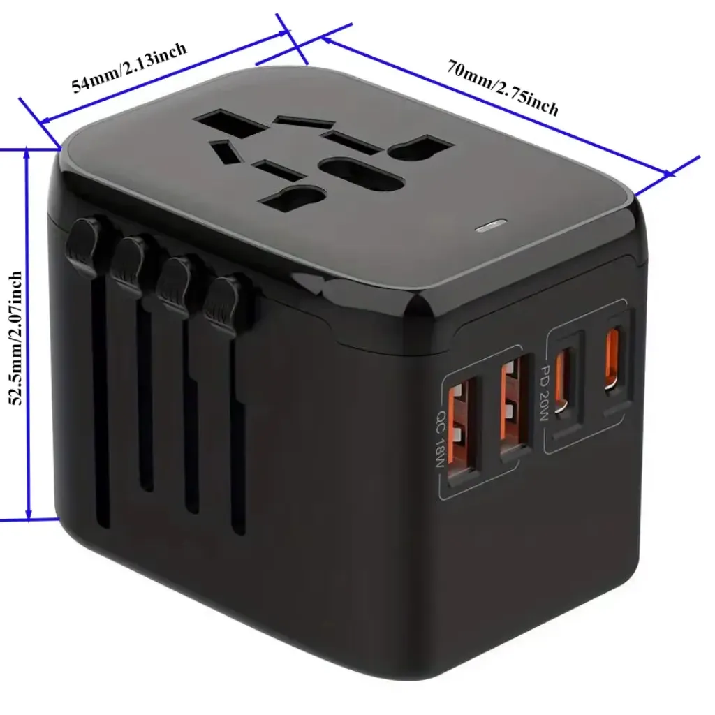 GaN compact size travel adapter – best travel adapter portable fast charging ksa 2026 PTMYLE