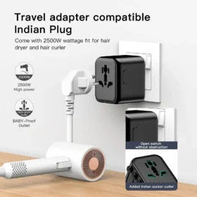 Travel charger adapter 2 USB-C 2 USB-A AC socket – universal travel adapter fast charging ksa PTMYLE