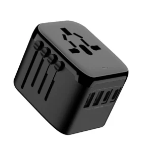 Universal travel adapter in black grey – travel charger adapter GaN ksa PTMYLE
