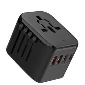 Universal travel adapter in black grey – travel charger adapter GaN ksa PTMYLE